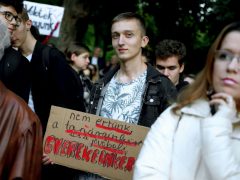 Tanárok sztrájkja a Széchenyi téren