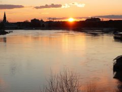 Szeged, naplemente, szeles idő, időjárás, felhő, nap, Tisza