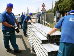 Szeged, mobil partfal, árvízvédelem, árvíz, Tisza, gát, építési gyakorlat