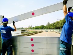 Szeged, mobil partfal, árvízvédelem, árvíz, Tisza, gát, építési gyakorlat