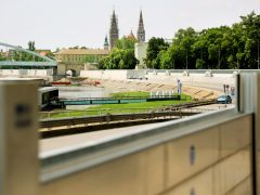 Szeged, mobil partfal, árvízvédelem, árvíz, Tisza, gát, építési gyakorlat