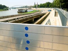 Szeged, mobil partfal, árvízvédelem, árvíz, Tisza, gát, építési gyakorlat