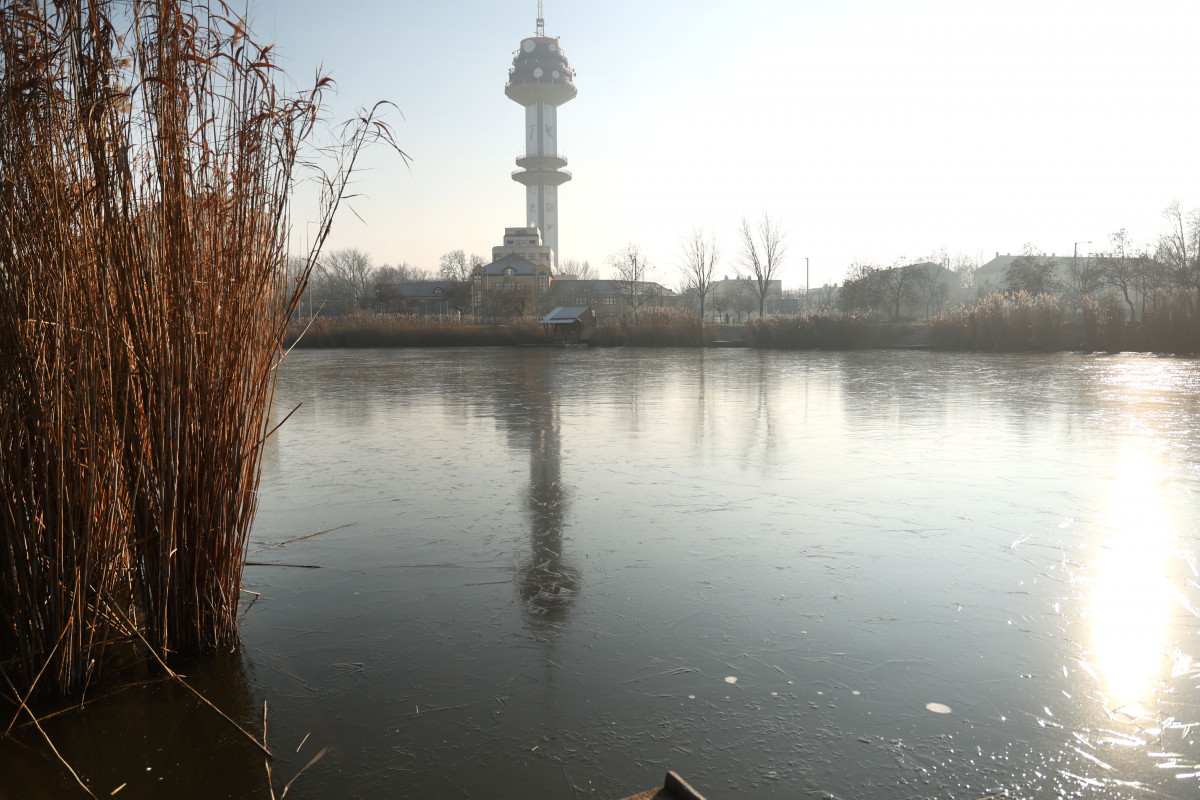Szeged, jég, befagy, záportározó tavak, hideg, Vér-tó