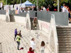 Szeged, horizontális lépcsőfutó verseny, tűzoltó, mentős, Huszár Mátyás rakpart, verseny