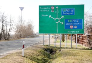 Röszke, röszkei határátkelő, út, tábla