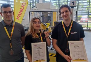 Harmadik helyen végzett az SZTE Mérnöki Kar robotprogramozó csapata a FANUC Olimpián. Fotó: Apró Fanni