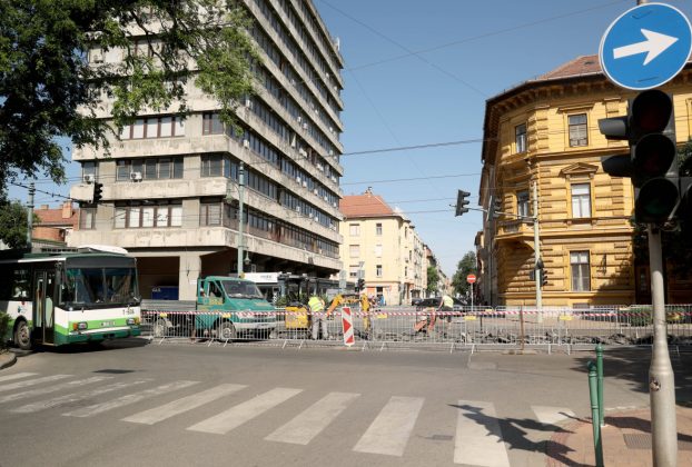 Szeged, Tisza Lajos körút, villamosvágányok, felújítás, vágányzár, forgalomkorlátozás, Kiss Ernő utca