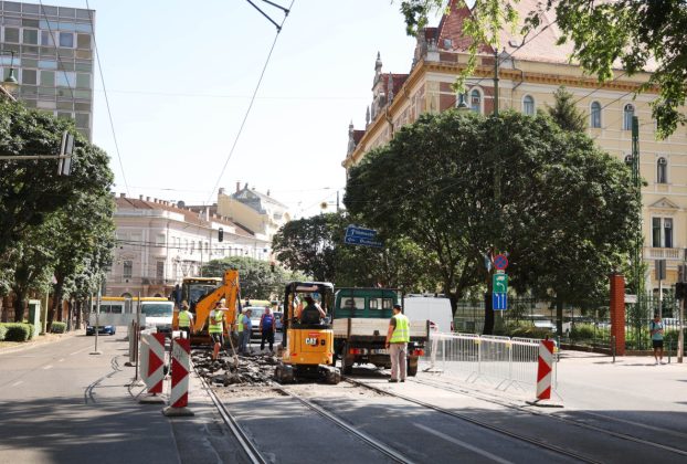 Szeged, Tisza Lajos körút, villamosvágányok, felújítás, vágányzár, forgalomkorlátozás, Kiss Ernő utca