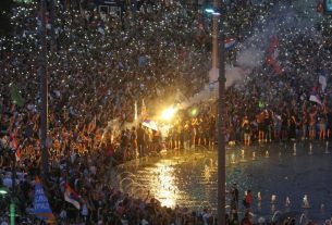 Szerbia. Belgrád. Tüntetés. Fotó: Szabad Magyar Szó.