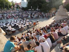 Szeged, Térzene, Móra park, Fricsay Ferenc Városi Fúvószenekar, fúvósok, nyár, szabadidő, szórakozás