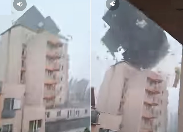 Az orkán letépi a Szegedi Tudományegyetem épületének tetejét