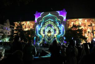 Szeged, fényfestés, Rektori Hivatal , Őszi Kulturális Fesztivál