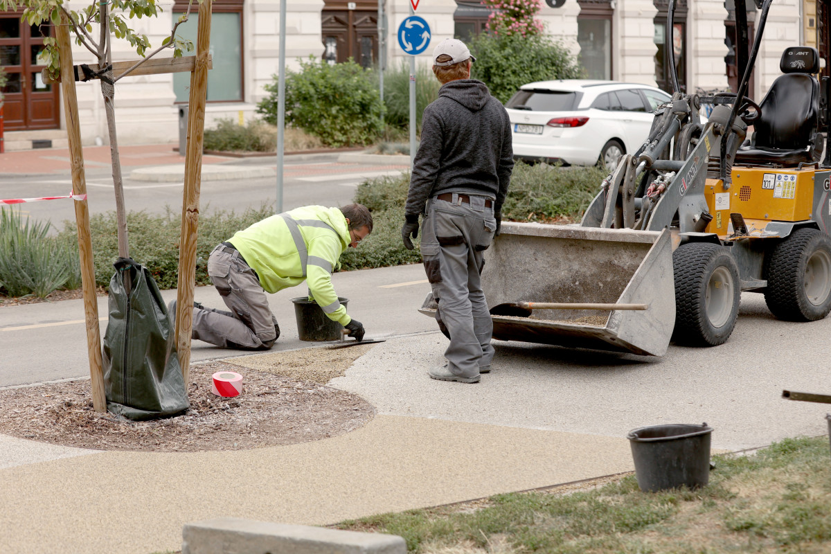 Szeged, őszi takarítás, terep rendezés belváros