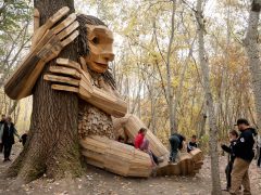 Hódmezővásárhely, Ölelő Olga, szobor, erdő, troll, Kása-erdő, természet