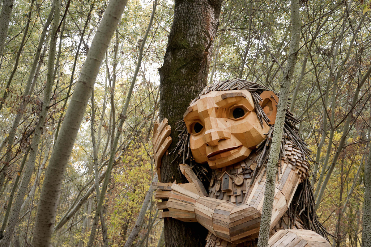 Hódmezővásárhely, Ölelő Olga, szobor, erdő, troll, Kása-erdő, természet