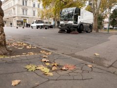 Szeged, őszi takarítás, belváros, Széchenyi tér