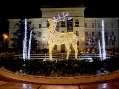 Szeged, megnyílt, Szegedi Karácsonyi Hetek, karácsony, fények, szarvas, gólyalábasok, Dóm tér