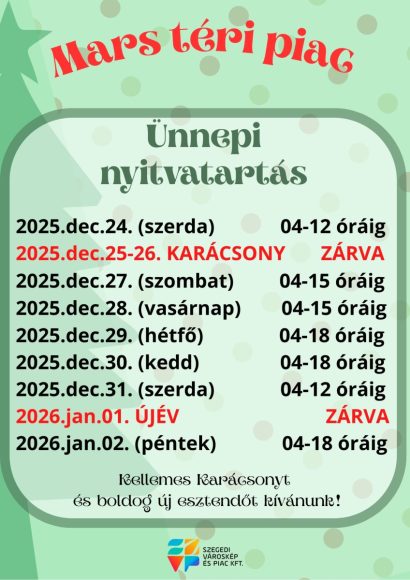 Mars tér. Piac. Nyitvatartás. Karácsony.