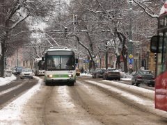 Szeged, havazás, hó, január, tél, időjárás, tömegközlekedés
