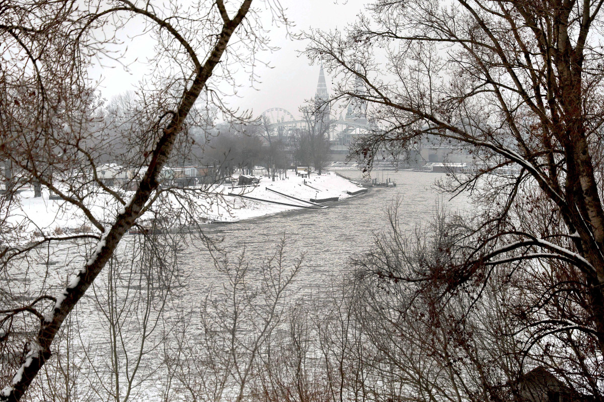 Szeged, jégzajlás, jég, január, tél, fagy, folyó, Tisza