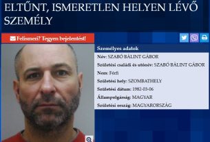 Eltűntként keresi a rendőrség Szabó Bálintot