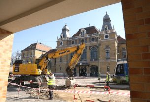 Szeged, Nagyállomás, Indóház tér, burkolatjavítás, forgalomkorlátozás