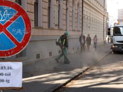 Szeged, tavasz, takarítás, takarító gép, Victor Hugo utca, belváros