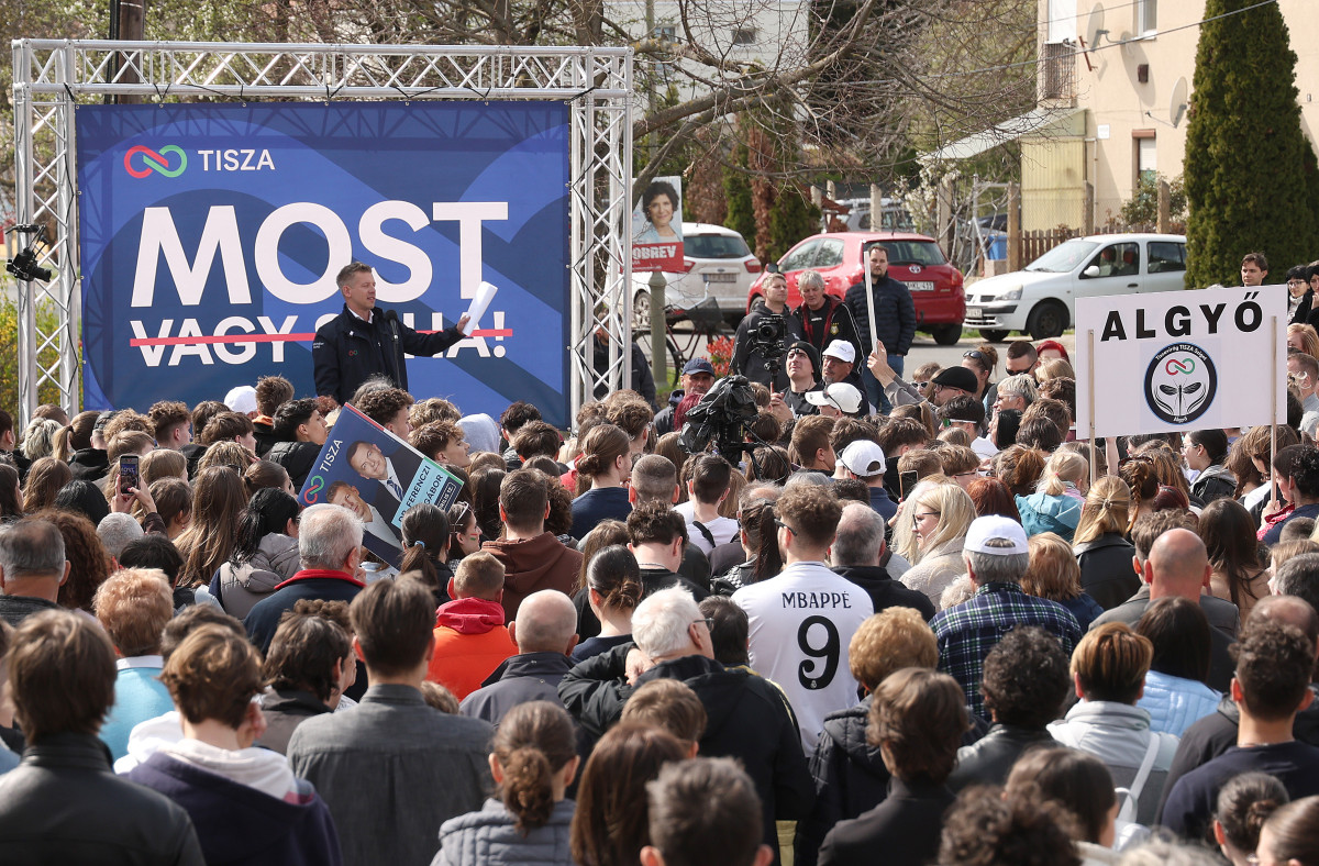 Algyő, Magyar Péter, Tisza Párt, országjárás, utcafórum, politika, választás