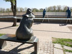 Szeged, Alsó-Tisza-vidéki Vízügyi Igazgatóság, ATIVIZIG, mobilgát, mobil árvízvédelmi fal, szerelési gyakorlat