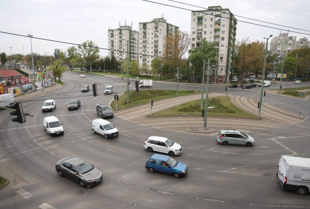 Szeged, lámpás körforgalom, körforgalom, Rókusi krt., közlekedés