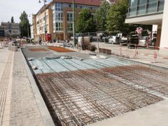 Szeged, Nagyállomás, Indóház tér, burkolatjavítás, aszfaltozás