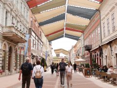 Szeged, Kárász utca, napvitorla, meleg, nyár, hőség, időjárás