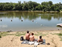 Szeged, strand, szabadstrand, Sárga, Tisza, Tisza part, meleg, időjárás, nyár, napozás, fürdés