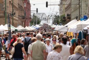 Szeged, óriásbáb, gólyalábas, felvonulás, Hídivásár, kézművesek, Belvárosi híd, Híd utca, Oskola utca