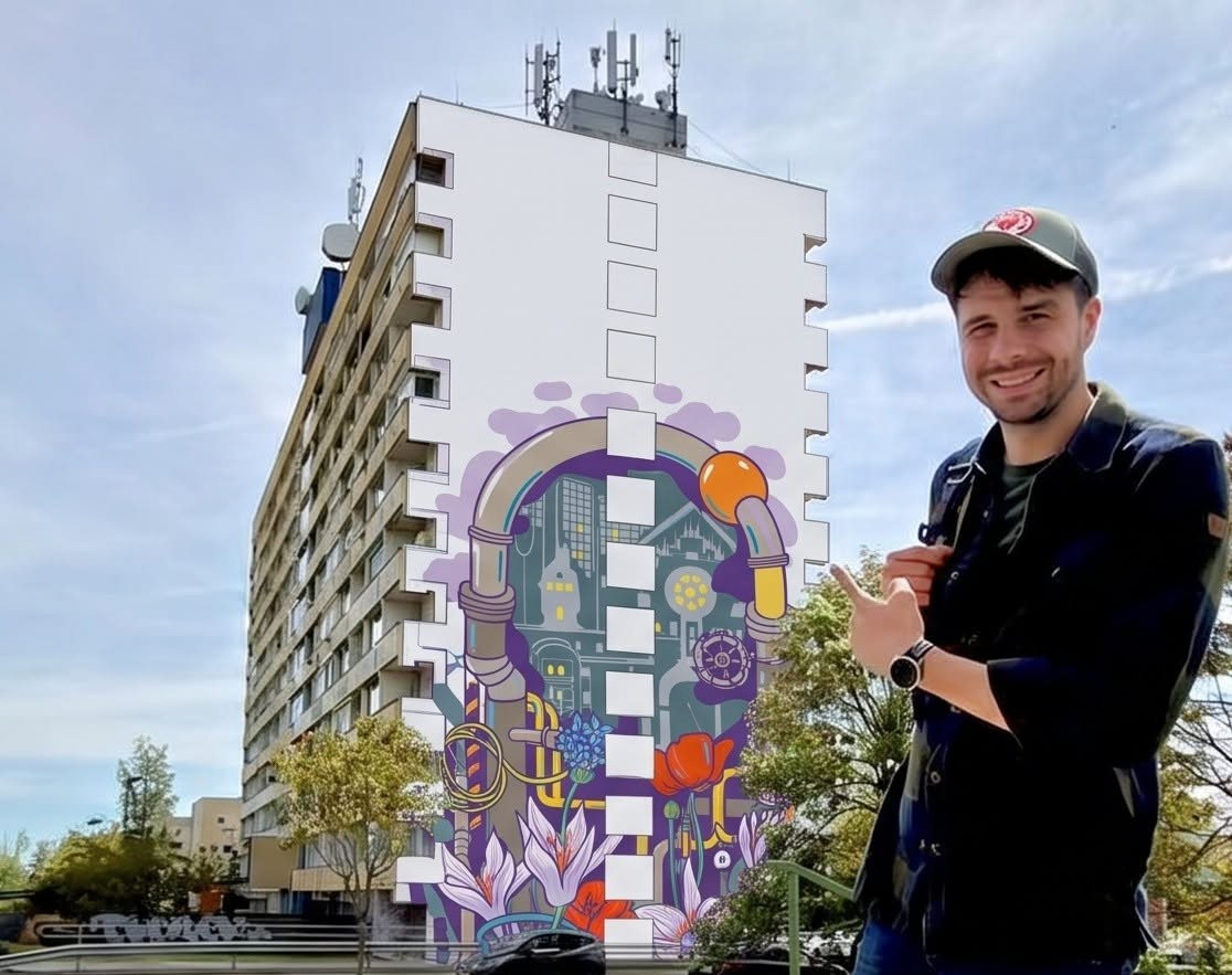 Döntött a lakosság: Óriás falfestmény hirdeti majd Szeged geotermikus nagyhatalmi státuszát. Fotó: Mondolo hivatalos FB