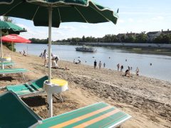 Szeged, strandszezon, strand, Lapos, szabadstrand, fürdés, napozás, nyár, meleg, Tisza, Tisza part, folyó