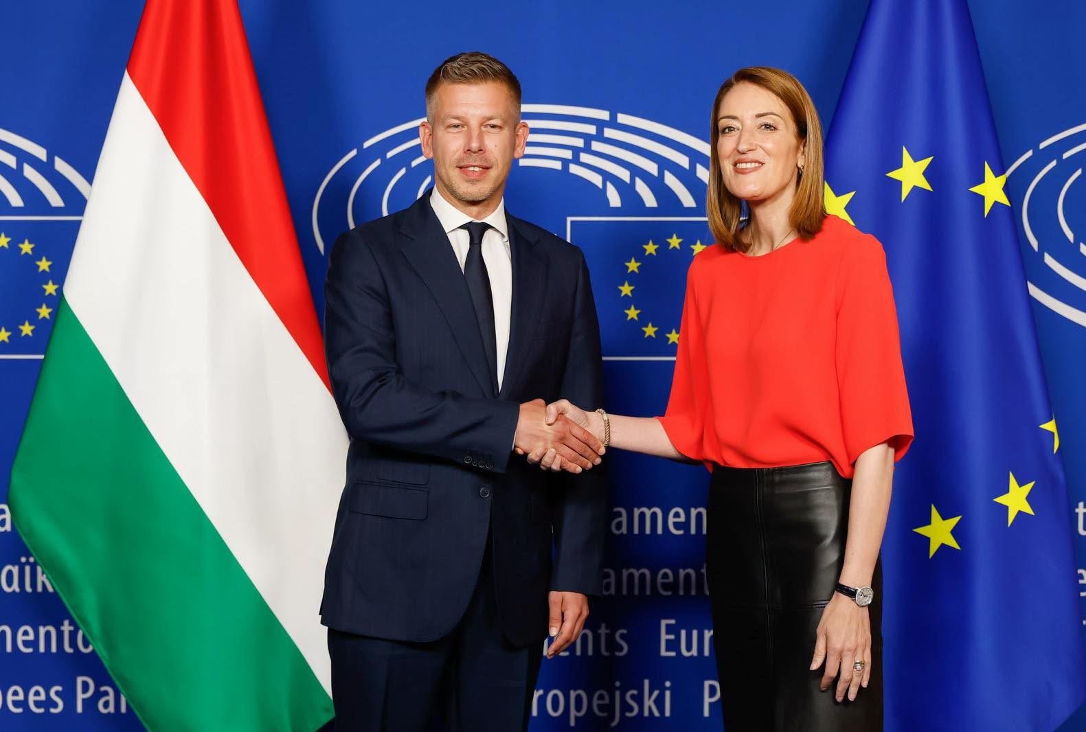 Magyar Péter az EP elnökével tárgyalt. Fotó: Magyar Péter hivatalos Facebook-oldala