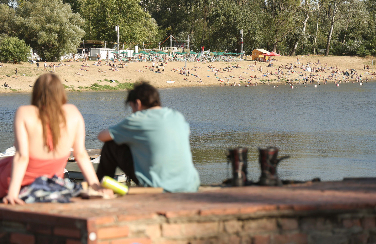 Szeged, strand, fürdés, július, nyár, kánikula, időjárás, meleg, Lapos, szabadstrand