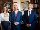 Baka András. Bujdosó Andrea. Magyar Péter. Köztársasági elnök. Fotó: Tisza Párt hivataos FB