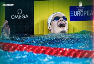 Vizes Eb - Kós Hubert aranyérmes 200 méteres hátúszásban. Fotó: Team Hungary hivatalos FB