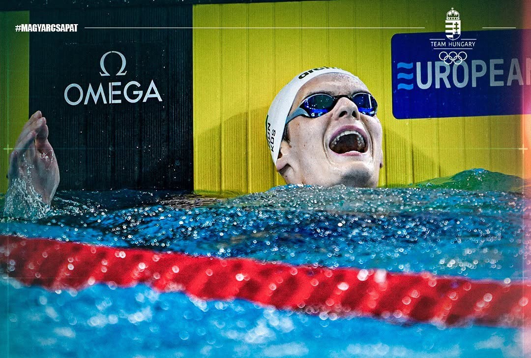 Vizes Eb - Kós Hubert aranyérmes 200 méteres hátúszásban. Fotó: Team Hungary hivatalos FB
