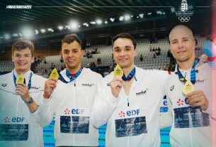 Vizes Eb - Országos csúccsal aranyérmes a 4x100 méteres férfi gyorsváltó. Fotó: Team Hungary hivatalos Facebook-oldala