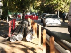 Szeged, Vízmű, vízvezeték rekonstrukció, unkálatok, Derkovits fasor
