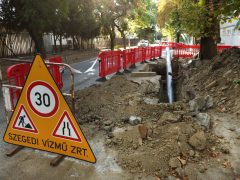 Szeged, Vízmű, vízvezeték rekonstrukció, unkálatok, Derkovits fasor