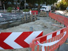 Szeged, Vízmű, vízvezeték rekonstrukció, unkálatok, Derkovits fasor