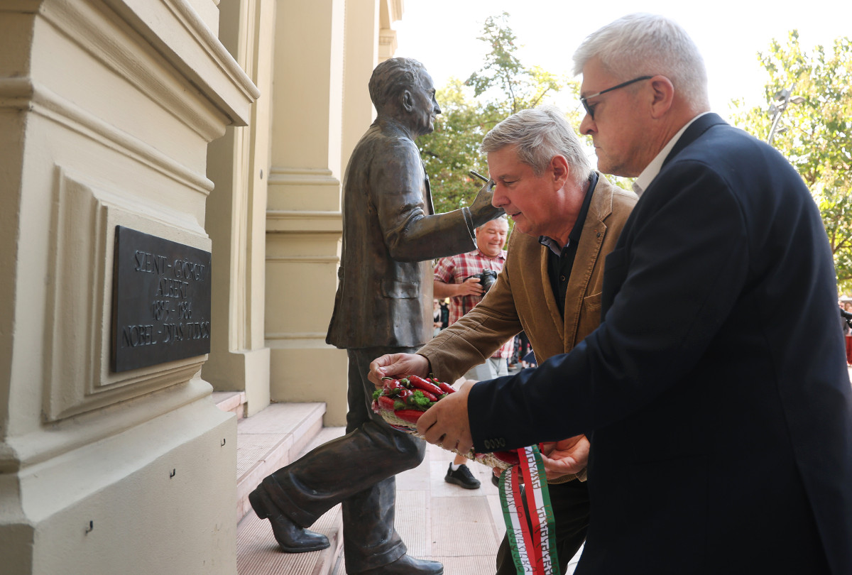 Szeged, Szent-Györgyi Albert, évforduló, Szegedi Tudományegyetem, SZTE, egyetem, megemlékezés, Rektori Hivatal, szobor