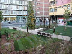 Szeged, elkészült, Károlyi utca, tér, zöld övezet, park