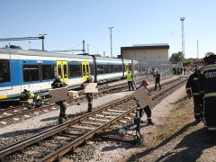 Szeged, Katasztrófavédelem, tűzoltó, mentő, MÁV katasztrófa, bemutató, baleset, szimuláció, gyakorlat