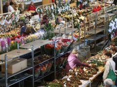 Szeged, koszorú, virág, mécses, Mars téri piac, piac, mindenszentek
